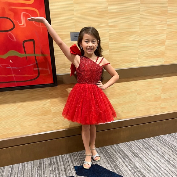 Rachel Allan Glittering Red Kids cocktail / party dress - Picture 1 of 4